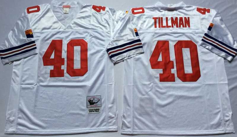 Cardinals 40 Pat Tillman White M&N Throwback Jersey->nfl m&n throwback->NFL Jersey